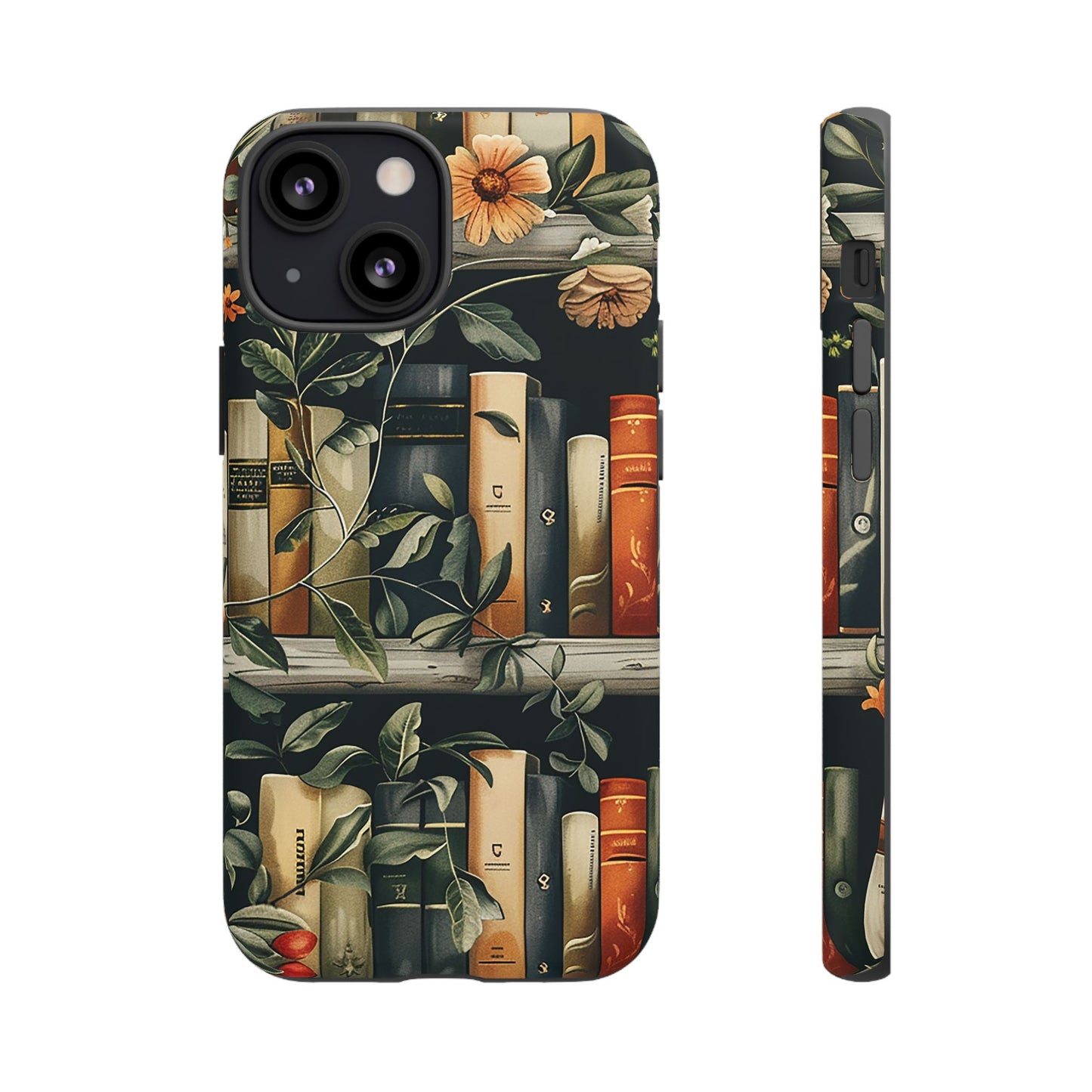Cozy Bookshelf & Floral Tough Phone Case – Protective & Aesthetic for Book Lovers