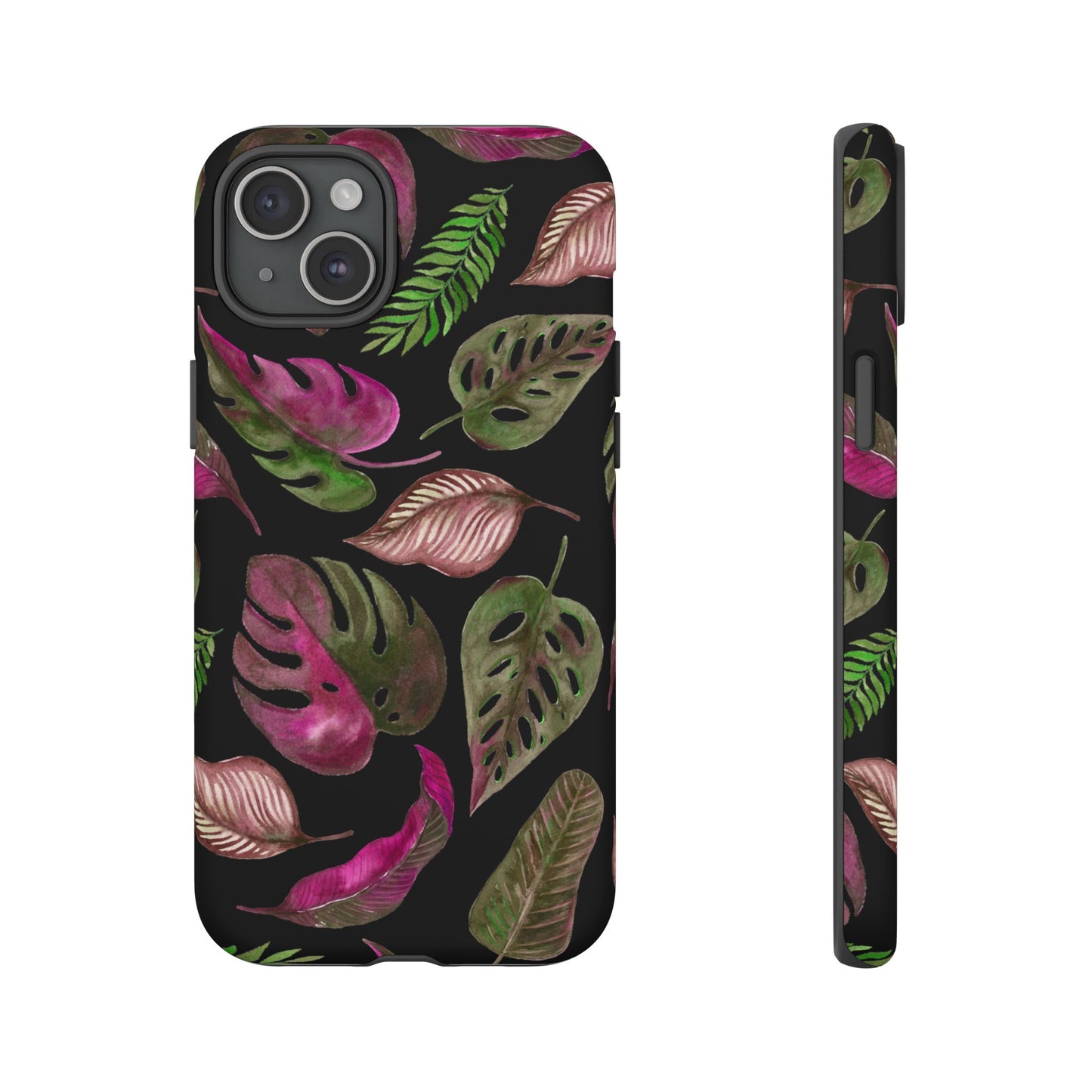 Pink & Black Tropical Leaves - Tough Case
