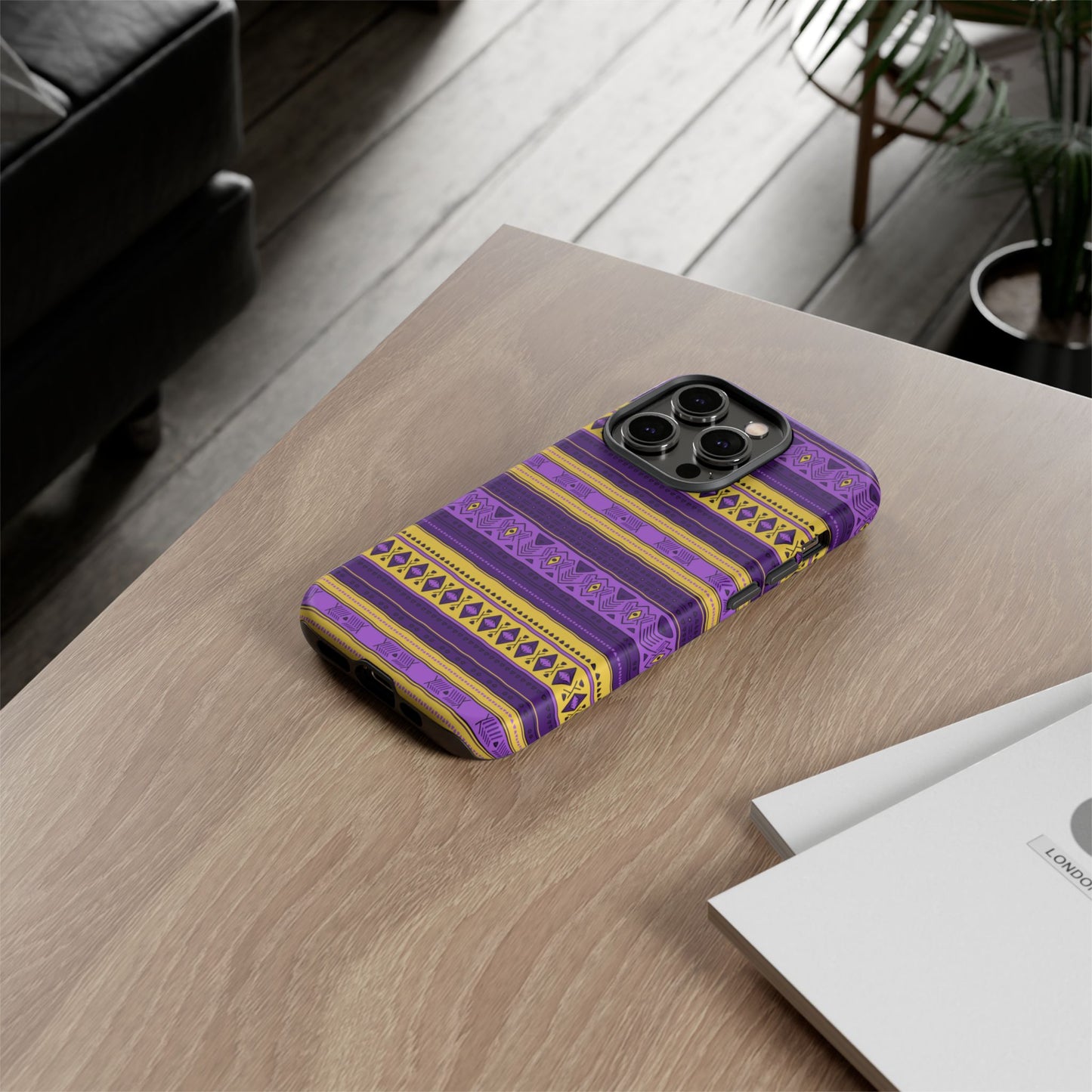 Purple & Yellow Stripes - Tough Phone Case