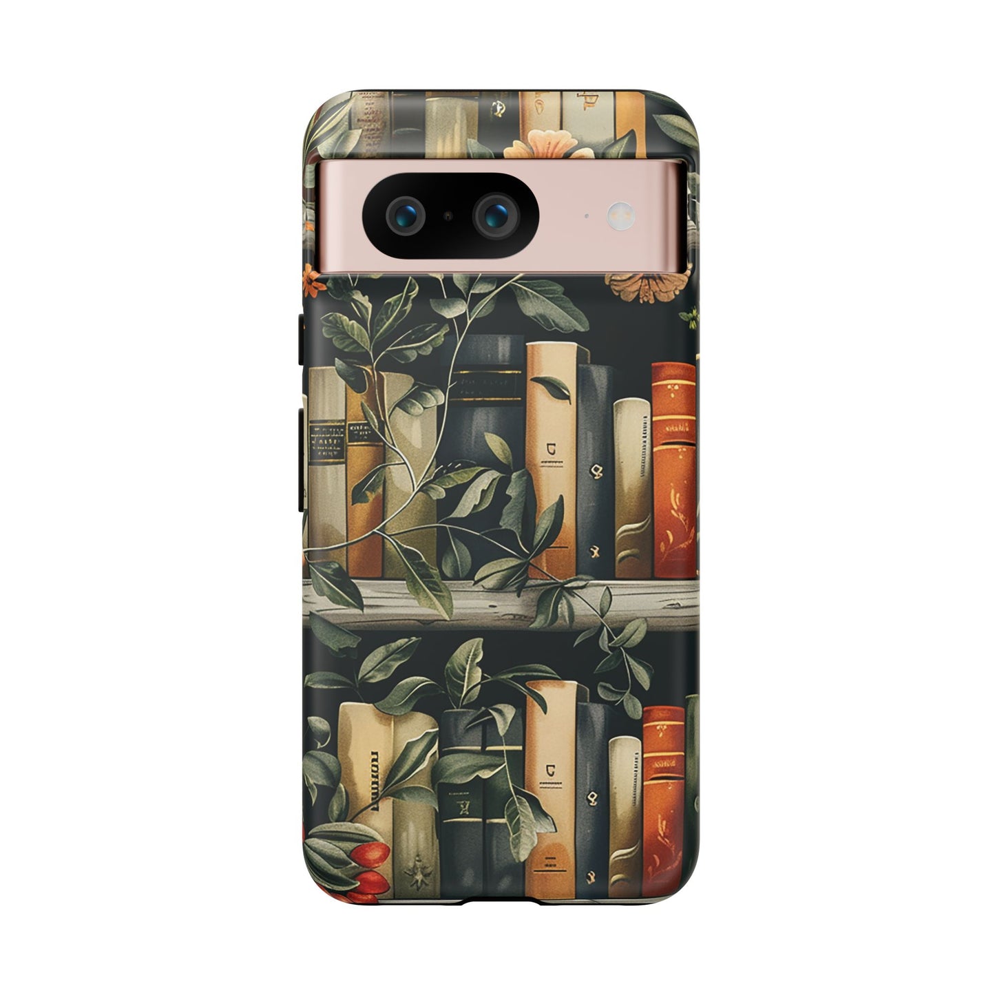 Cozy Bookshelf & Floral Tough Phone Case – Protective & Aesthetic for Book Lovers