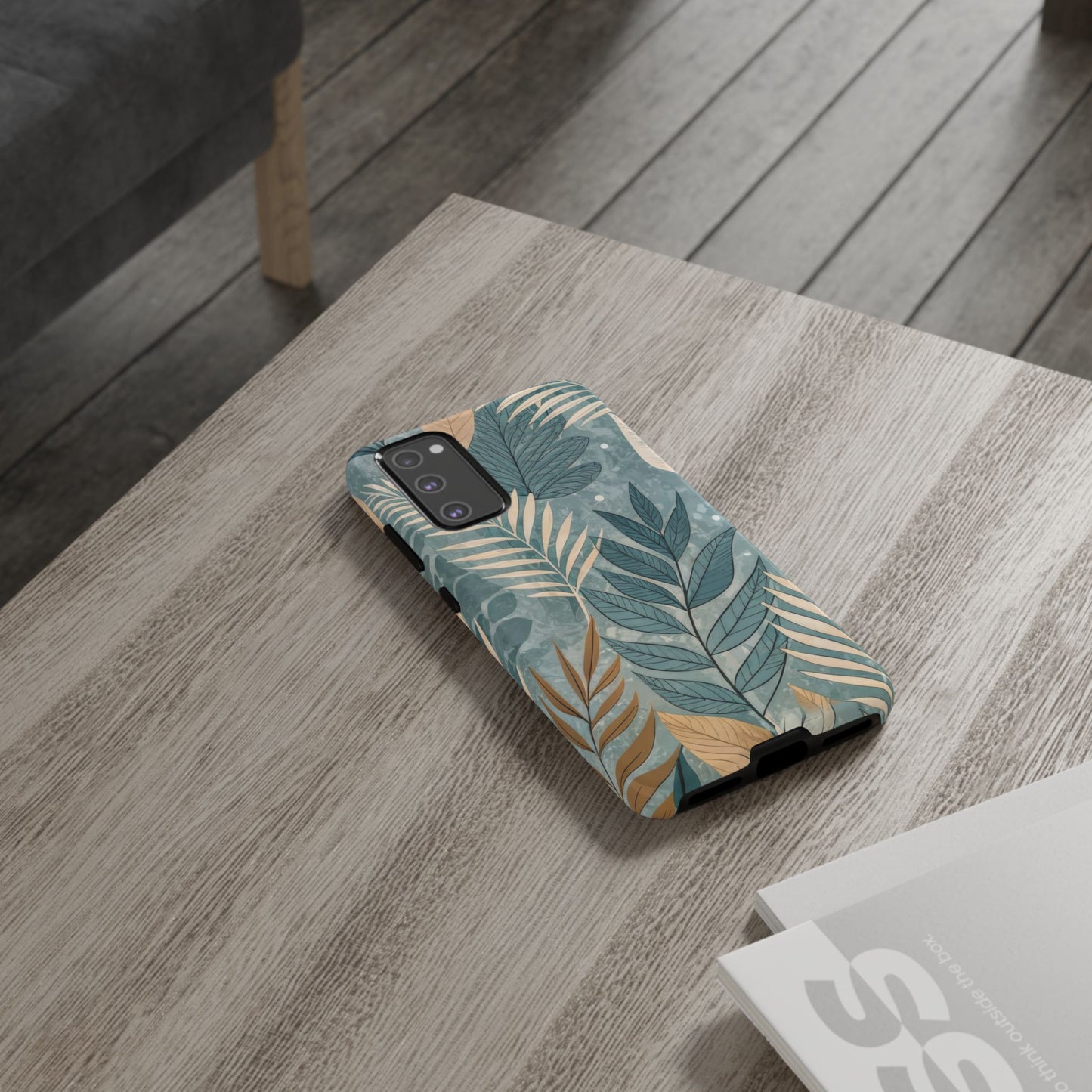 Blue Boho Leaves Tough Case