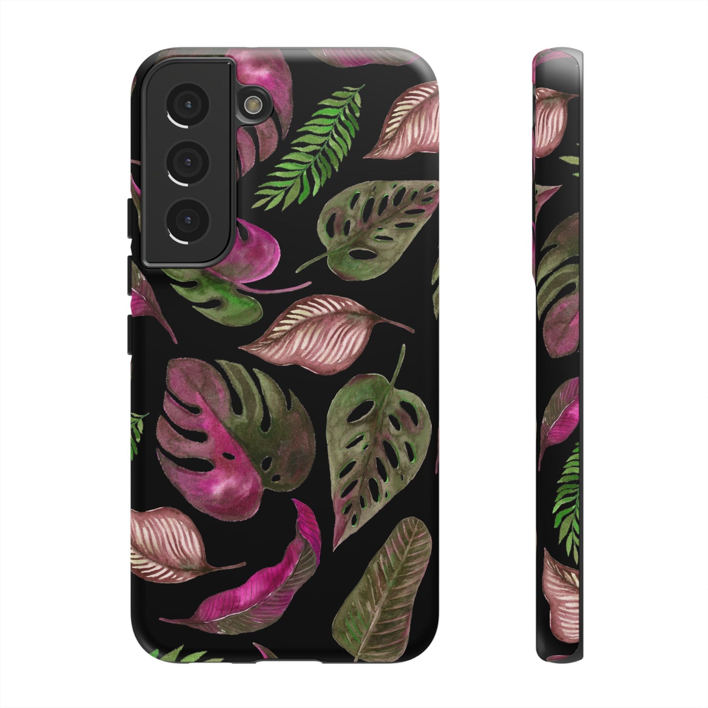 Pink & Black Tropical Leaves - Tough Case