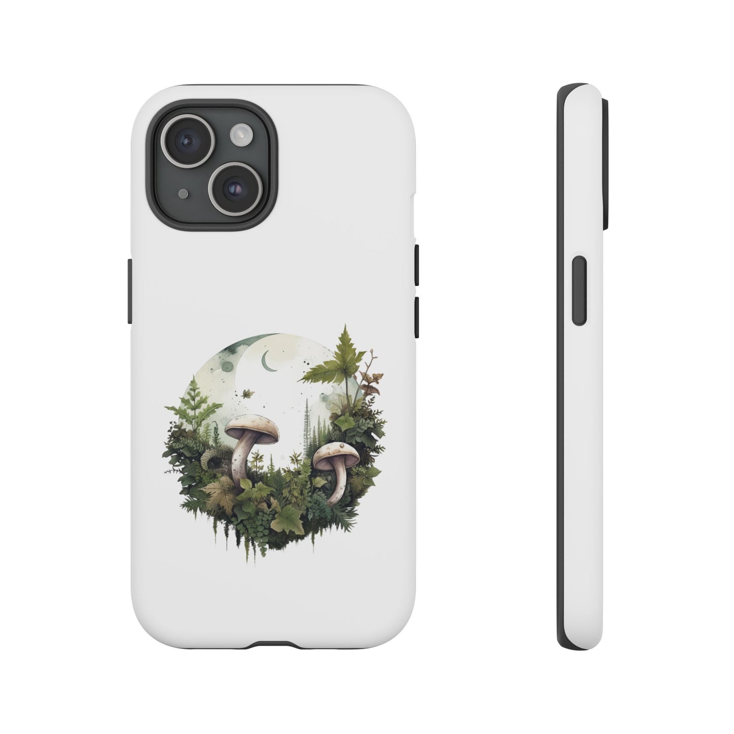 Moonlit Mushroom Tough Phone Case – Minimalist Forest Magic