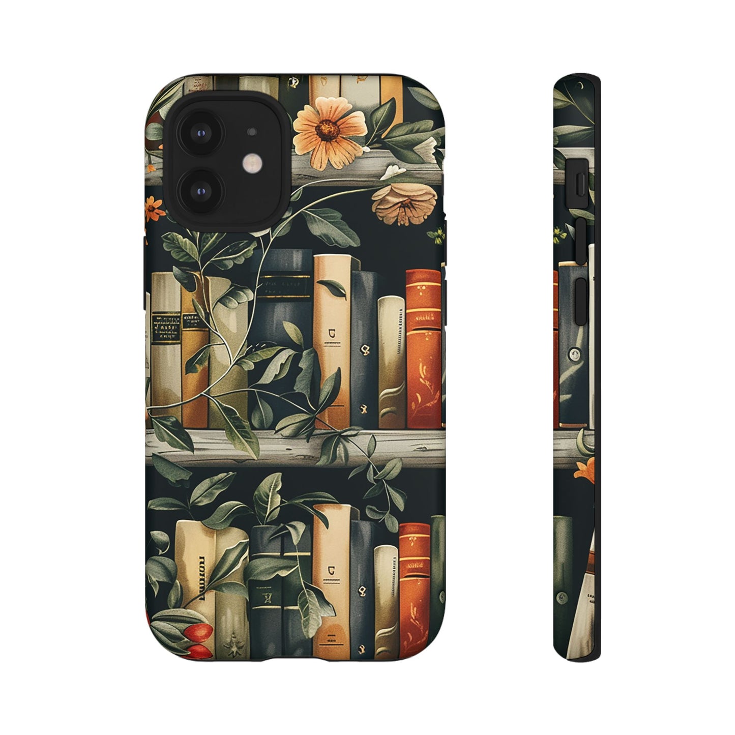 Cozy Bookshelf & Floral Tough Phone Case – Protective & Aesthetic for Book Lovers