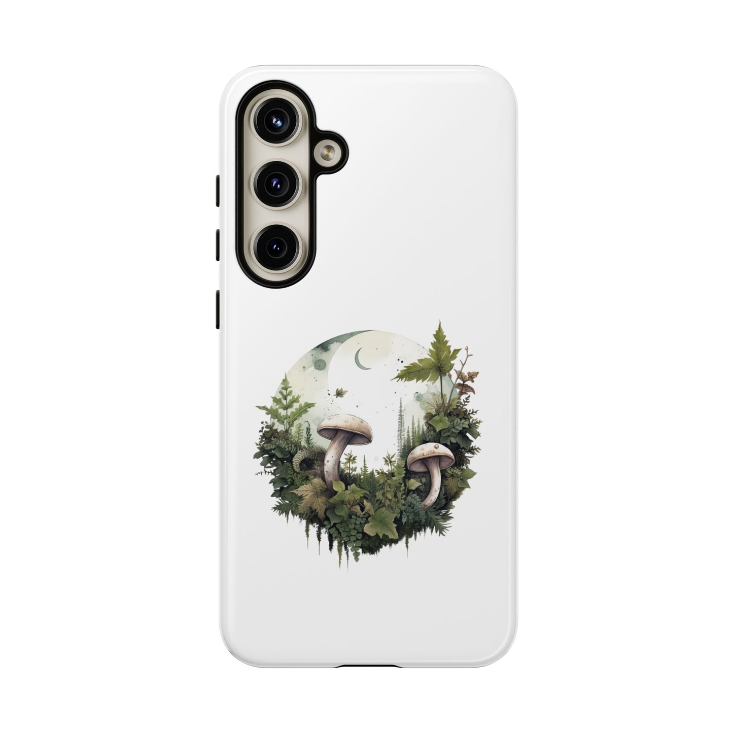 Moonlit Mushroom Tough Phone Case – Minimalist Forest Magic
