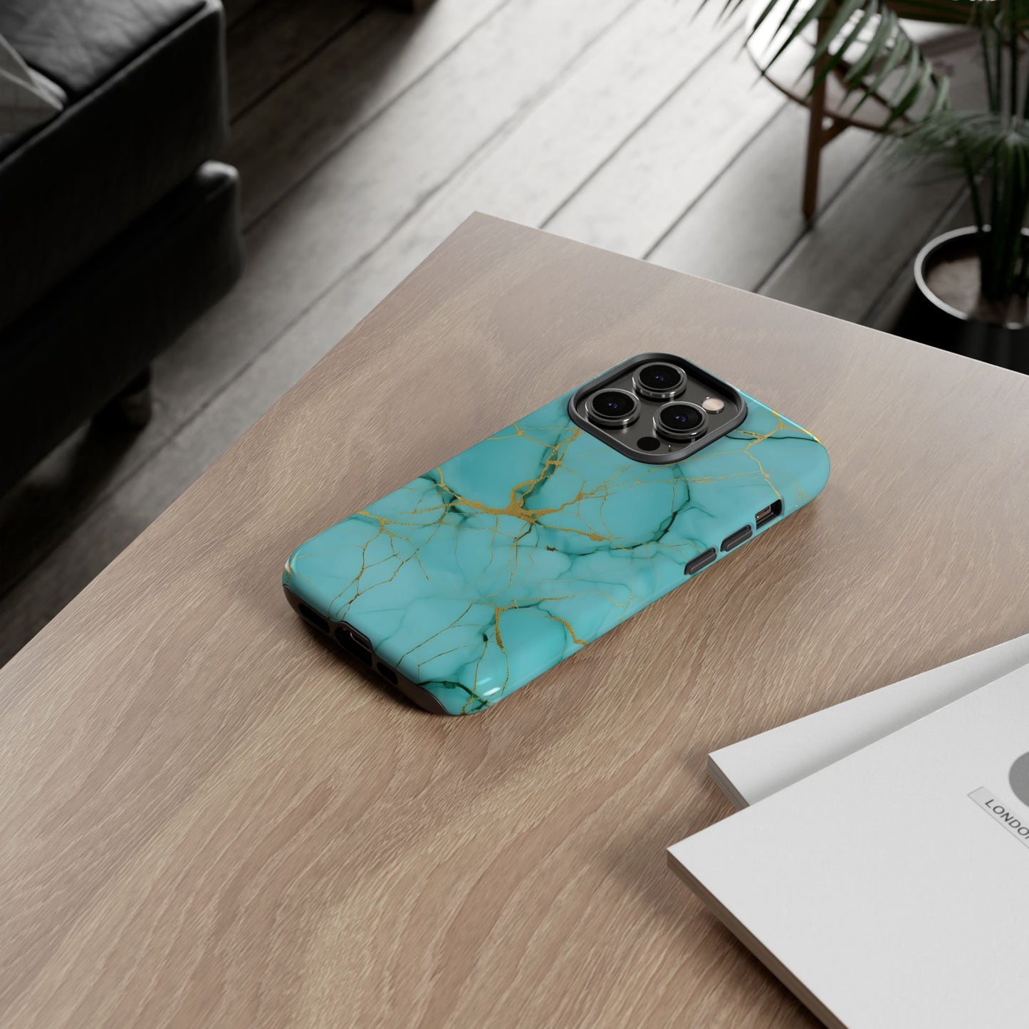 Teal Marble Tough Phone Case