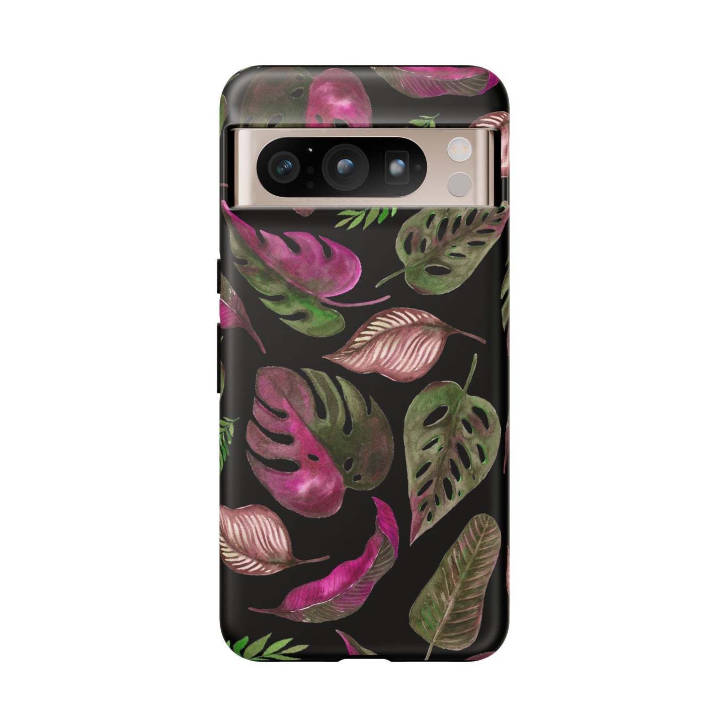 Pink & Black Tropical Leaves - Tough Case