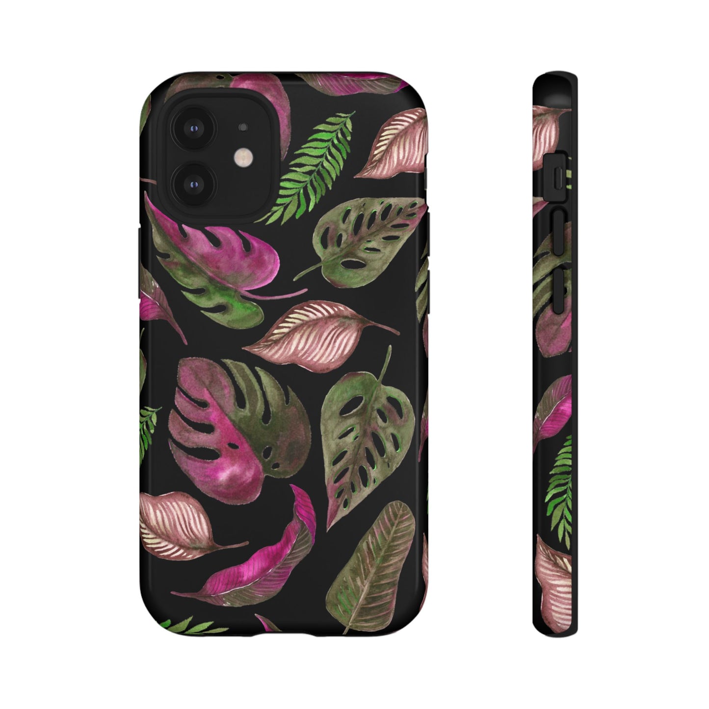 Pink & Black Tropical Leaves - Tough Case