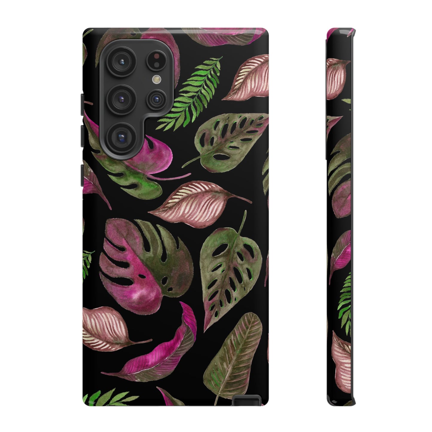 Pink & Black Tropical Leaves - Tough Case