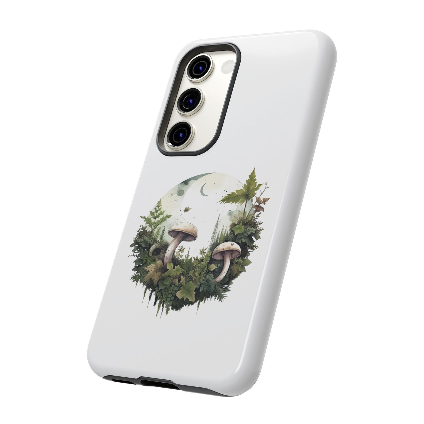 Moonlit Mushroom Tough Phone Case – Minimalist Forest Magic