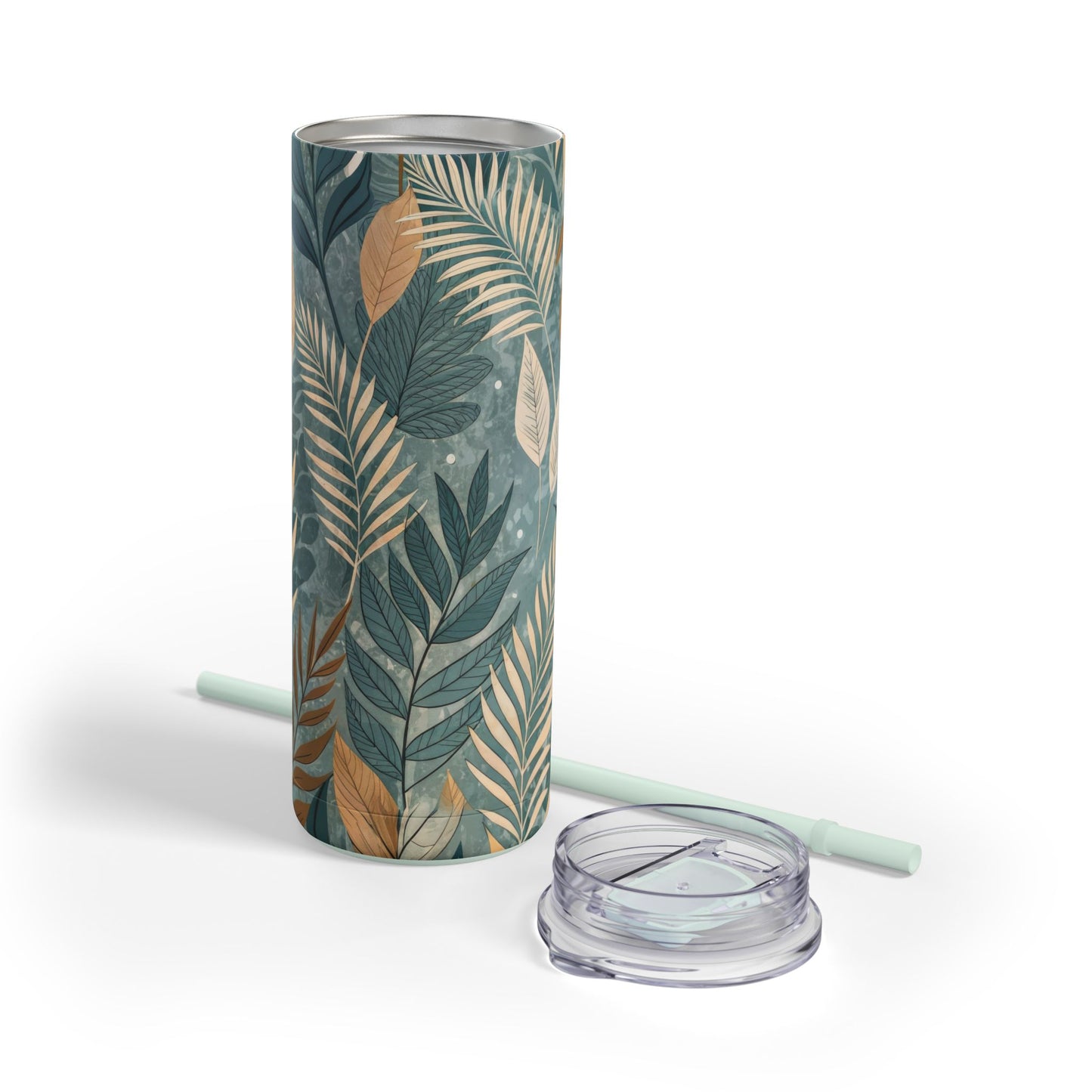 Boho Leaves Matte Skinny Tumbler – 20oz Insulated Drinkware with Plant-Lover Style