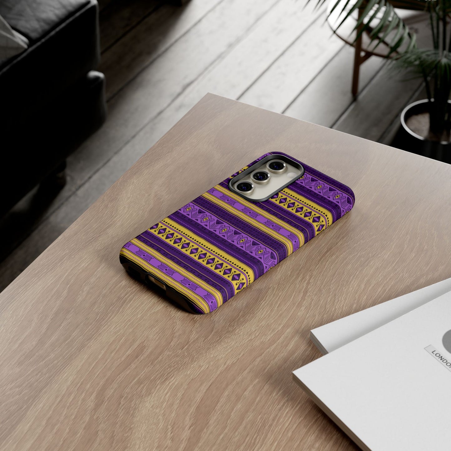 Purple & Yellow Stripes - Tough Phone Case