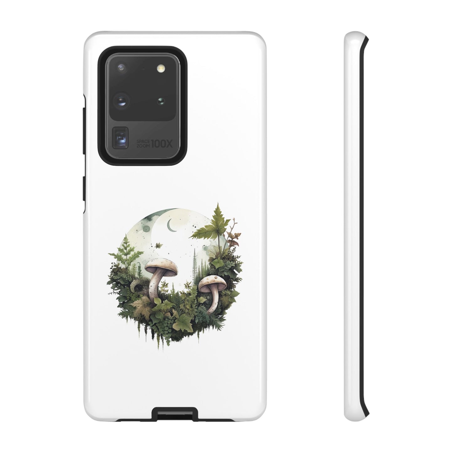 Moonlit Mushroom Tough Phone Case – Minimalist Forest Magic