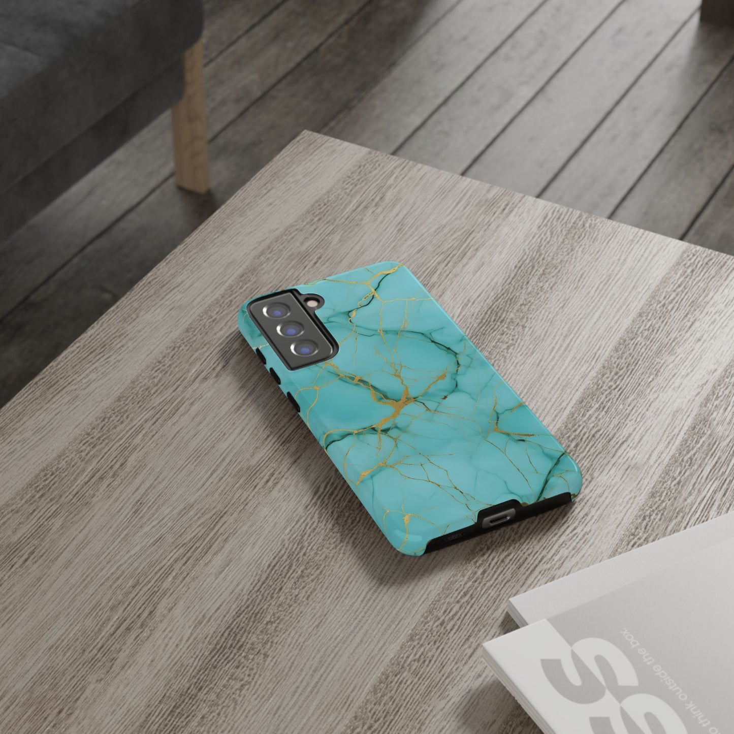 Teal Marble Tough Phone Case