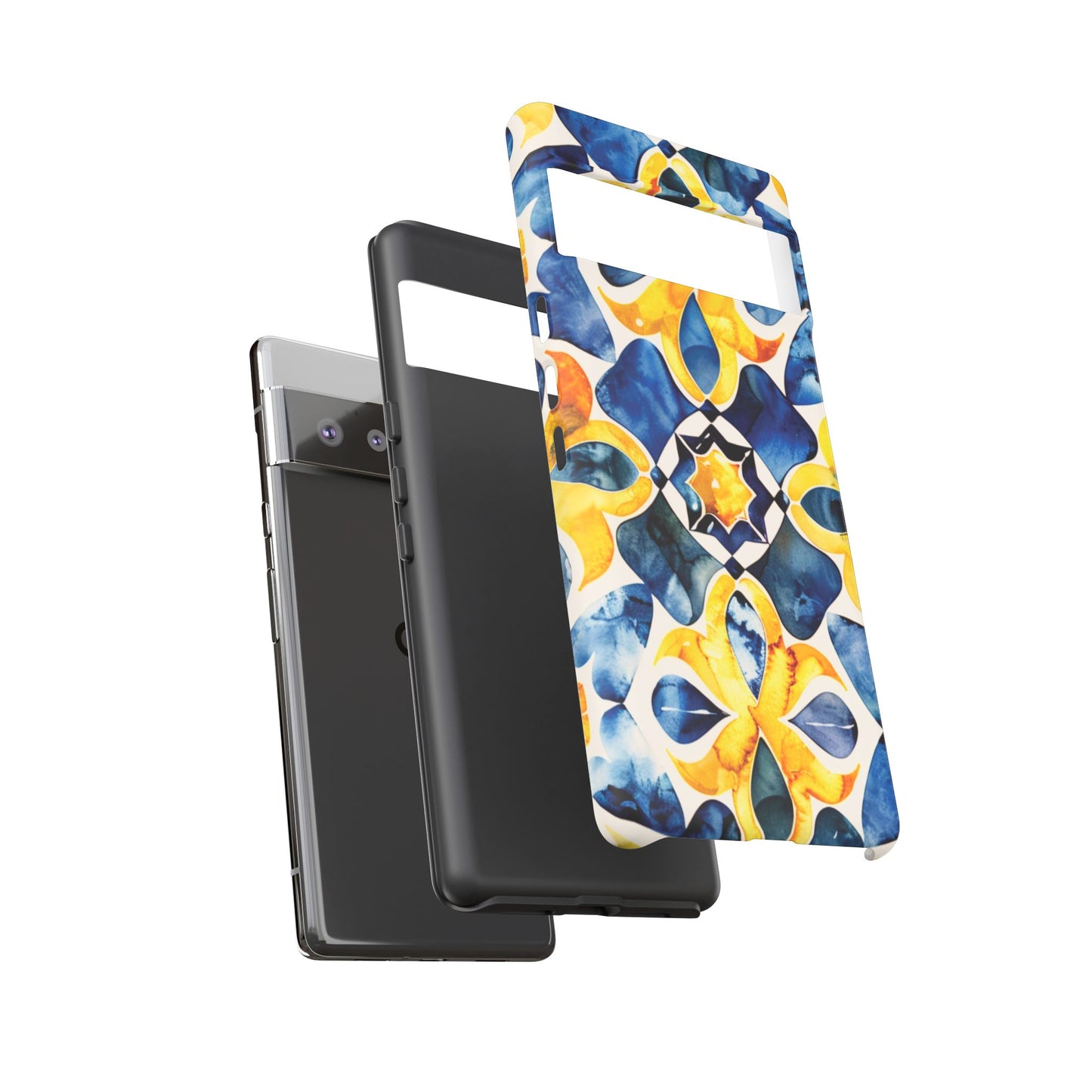 Kaleidoscope Art Phone Case - Bold Blue & Gold Geometric Design | Statement Maker Tough Case