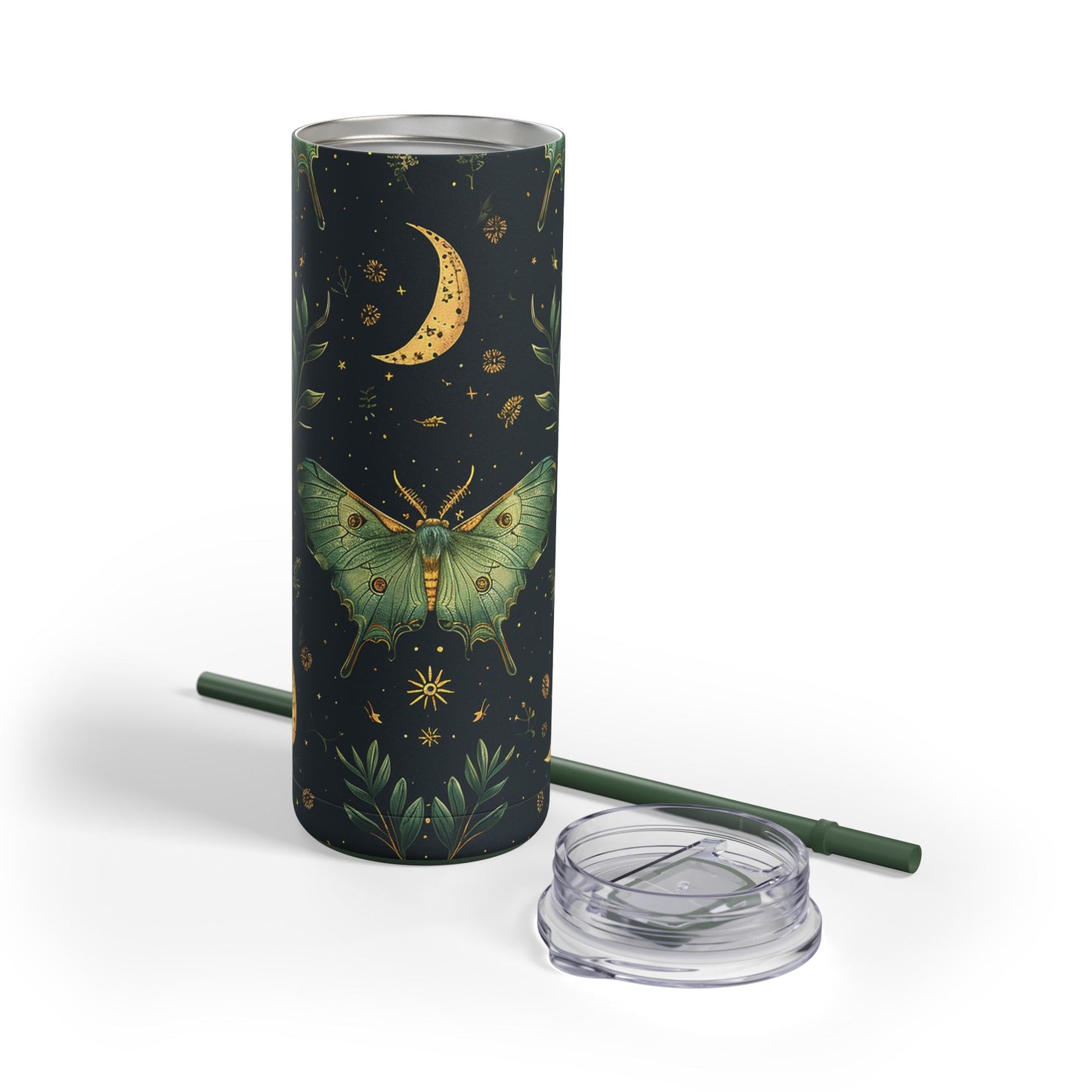Lunar Moth Matte Skinny Tumbler – 20oz Insulated Drinkware with a Touch of Magic