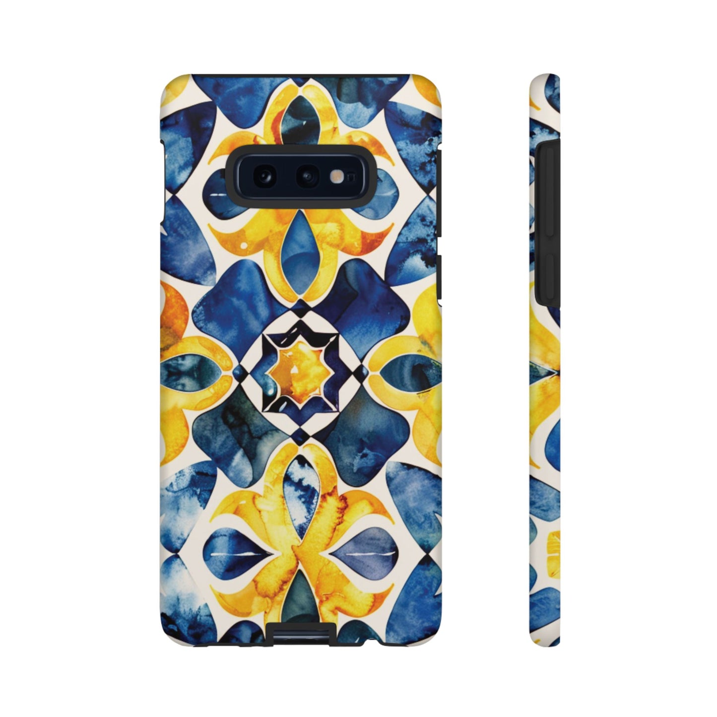 Kaleidoscope Art Phone Case - Bold Blue & Gold Geometric Design | Statement Maker Tough Case