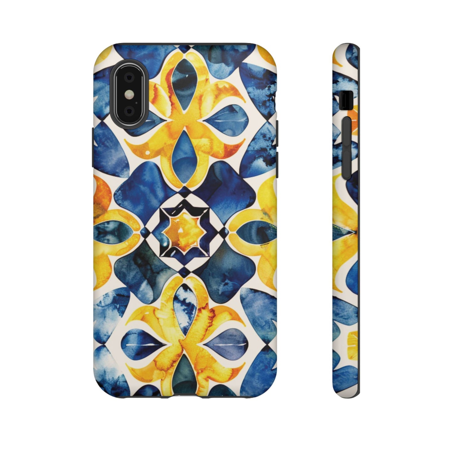 Kaleidoscope Art Phone Case - Bold Blue & Gold Geometric Design | Statement Maker Tough Case
