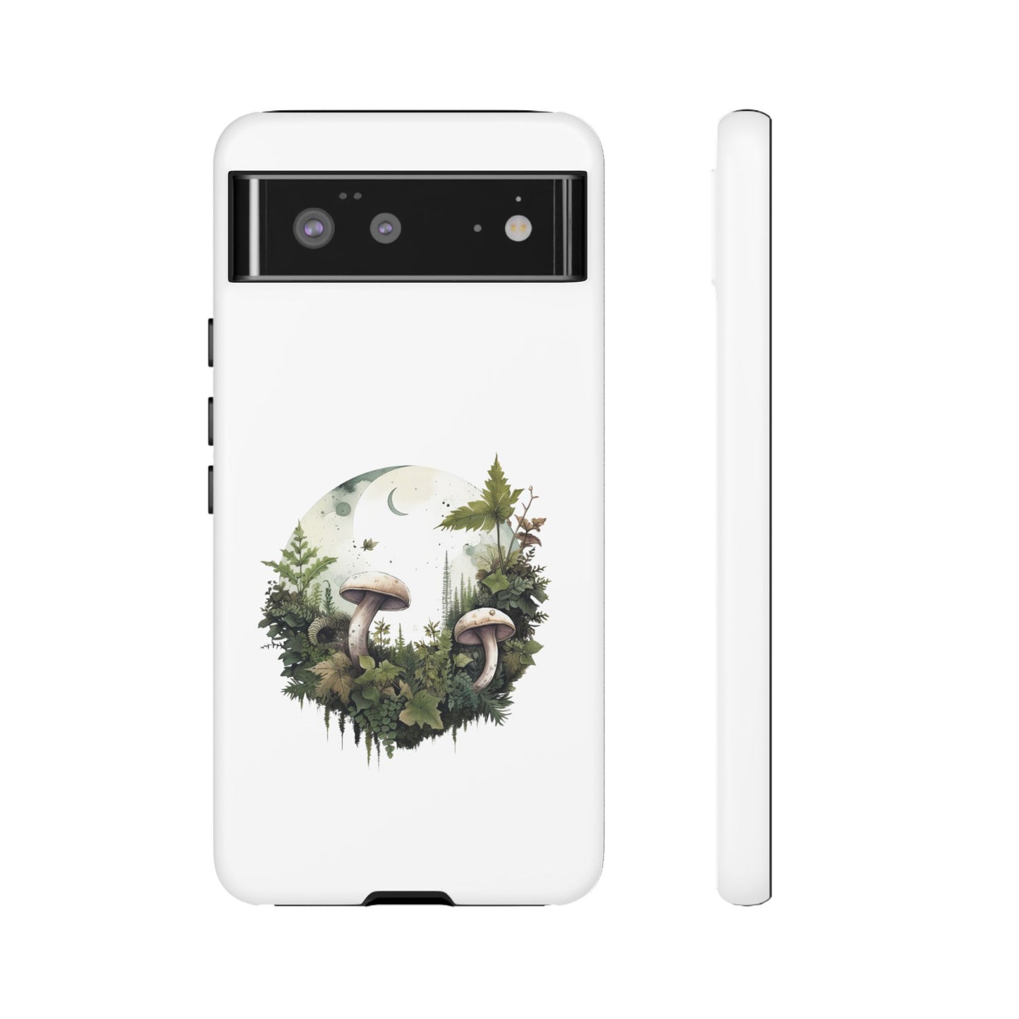 Moonlit Mushroom Tough Phone Case – Minimalist Forest Magic