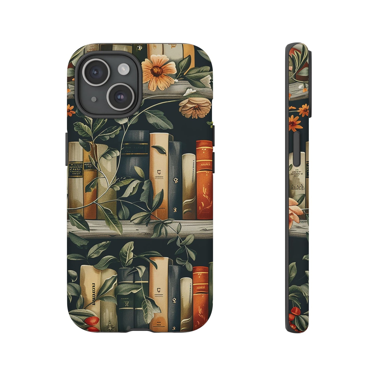 Cozy Bookshelf & Floral Tough Phone Case – Protective & Aesthetic for Book Lovers
