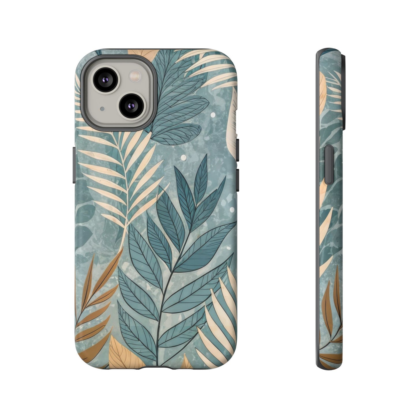 Blue Boho Leaves Tough Case