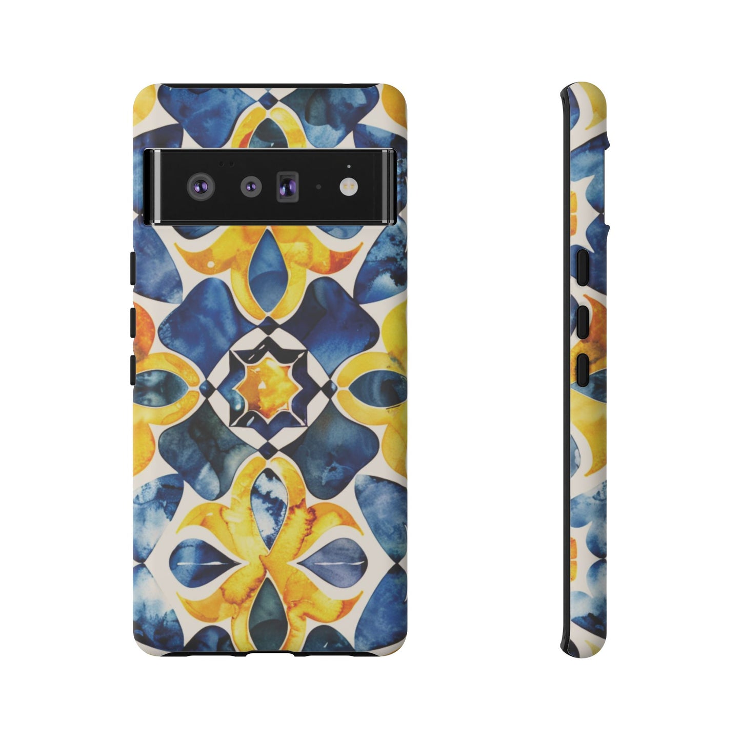 Kaleidoscope Art Phone Case - Bold Blue & Gold Geometric Design | Statement Maker Tough Case