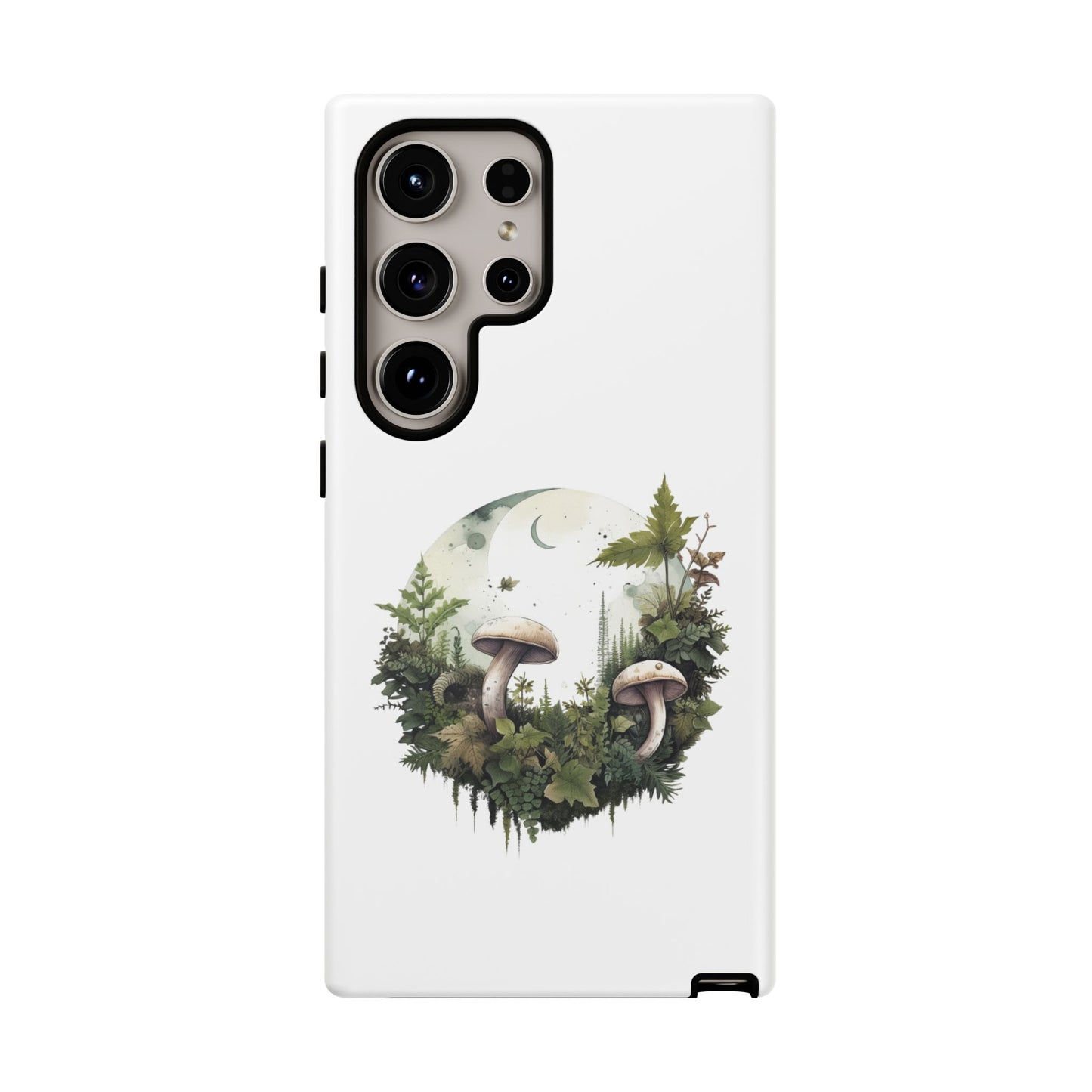 Moonlit Mushroom Tough Phone Case – Minimalist Forest Magic