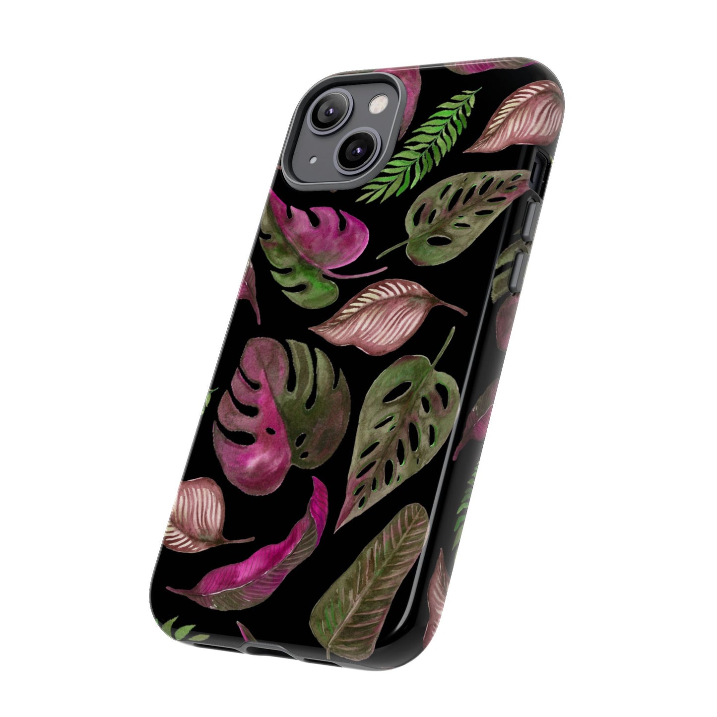 Pink & Black Tropical Leaves - Tough Case