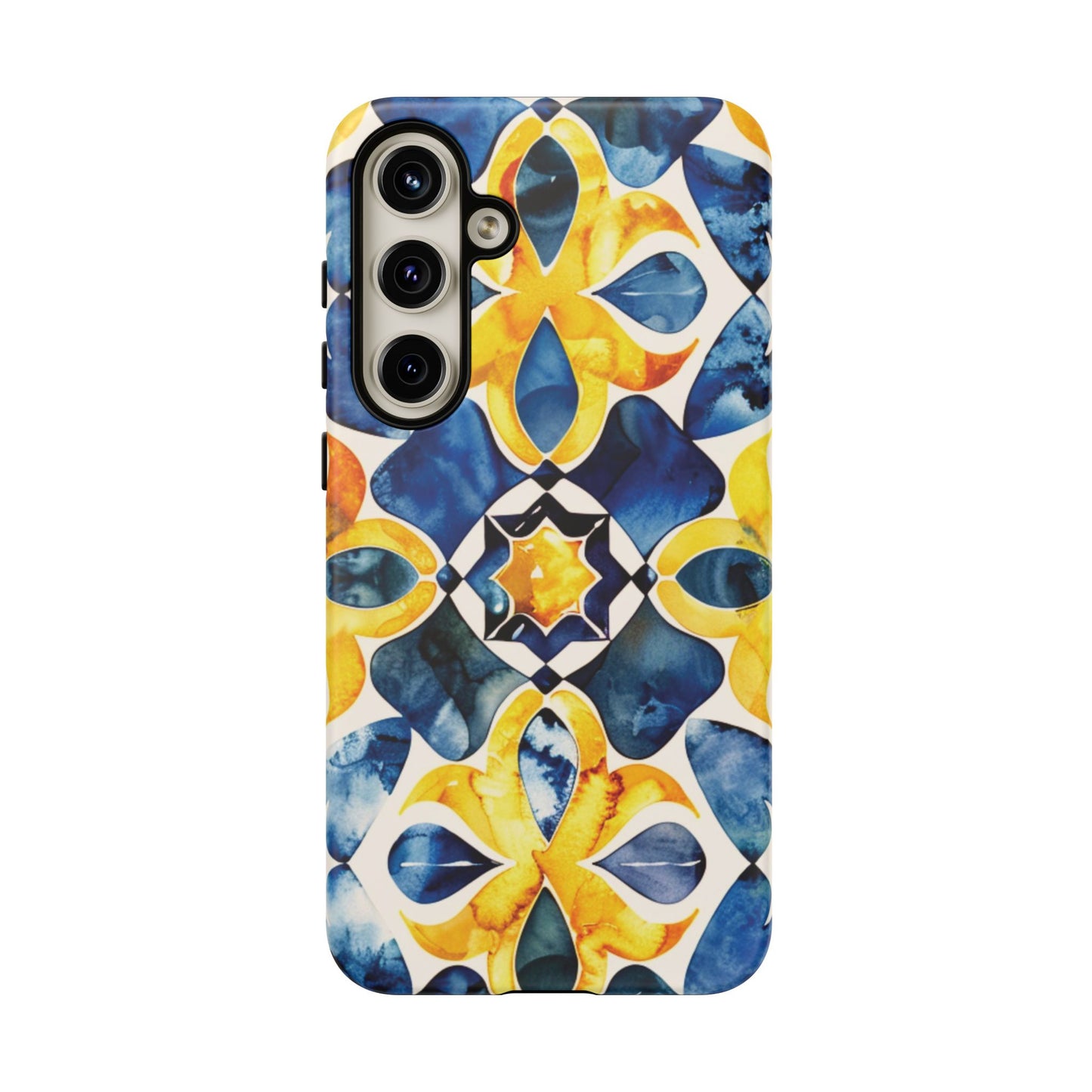 Kaleidoscope Art Phone Case - Bold Blue & Gold Geometric Design | Statement Maker Tough Case