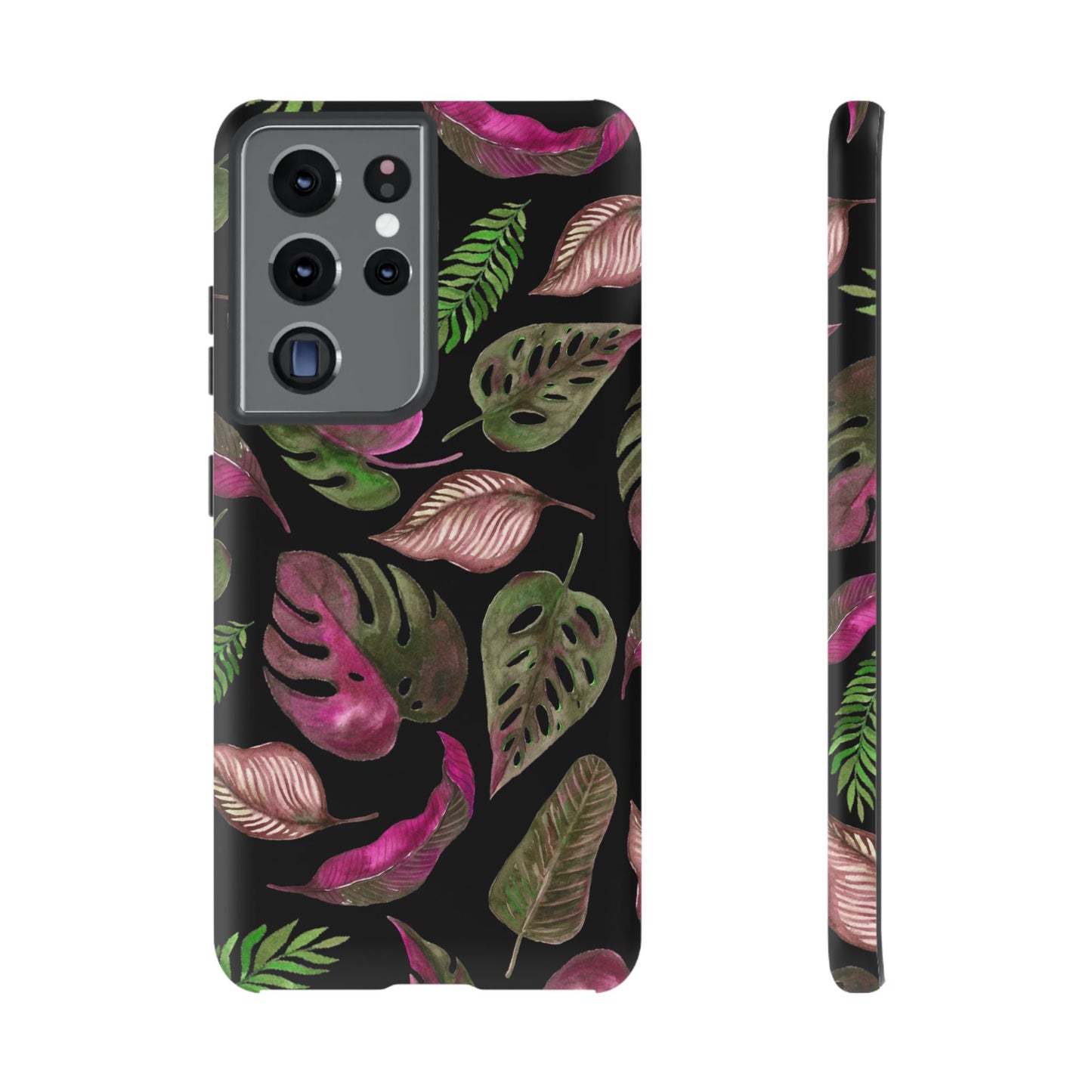 Pink & Black Tropical Leaves - Tough Case