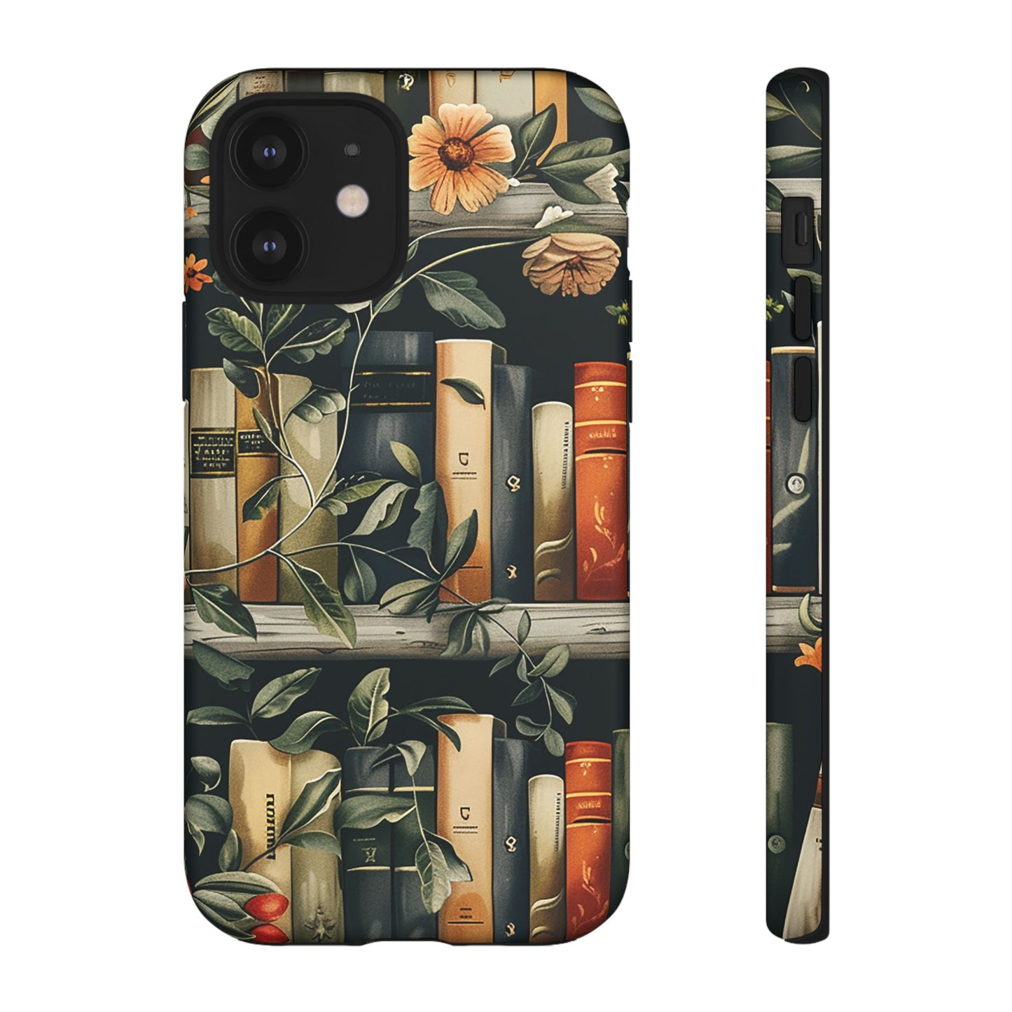Cozy Bookshelf & Floral Tough Phone Case – Protective & Aesthetic for Book Lovers