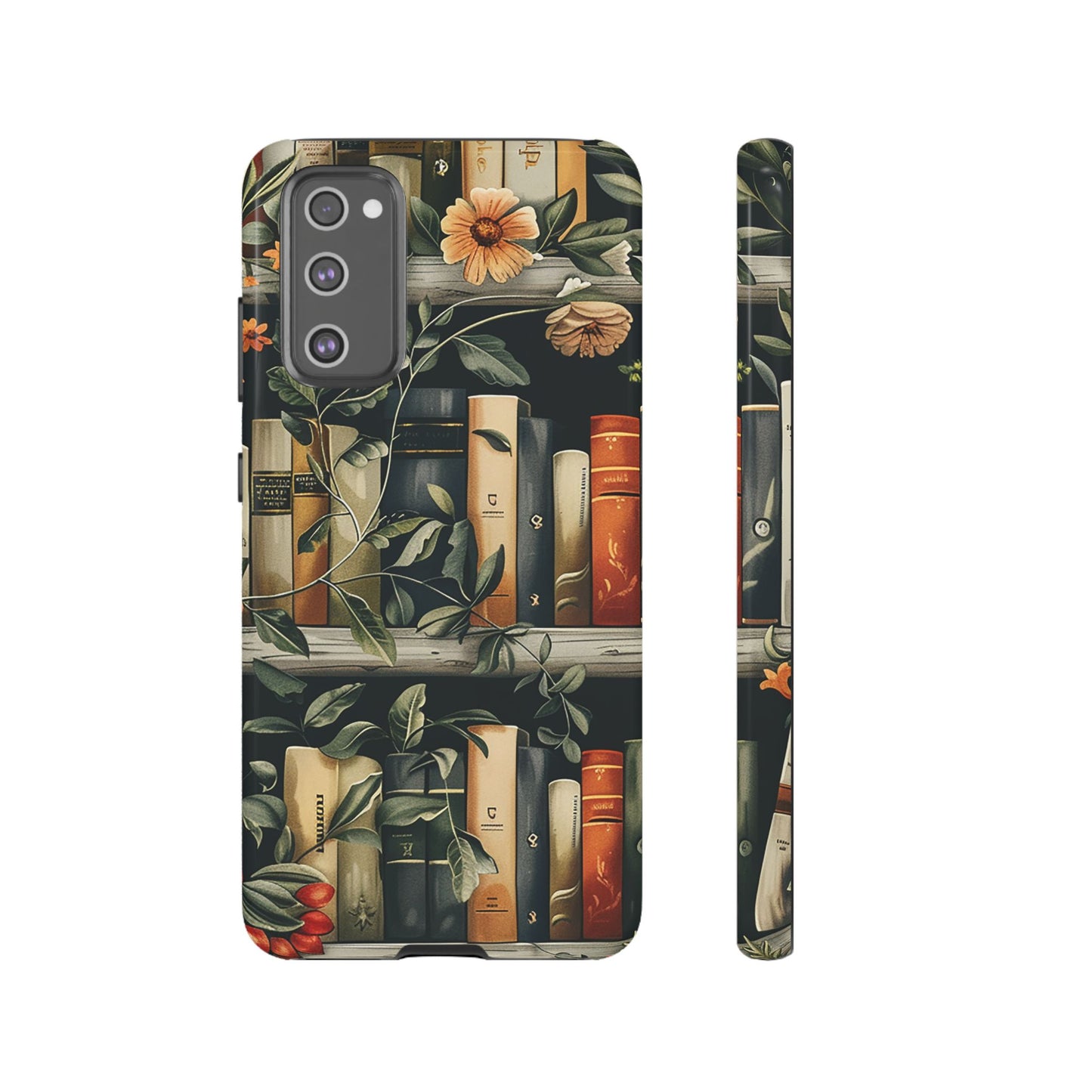 Cozy Bookshelf & Floral Tough Phone Case – Protective & Aesthetic for Book Lovers