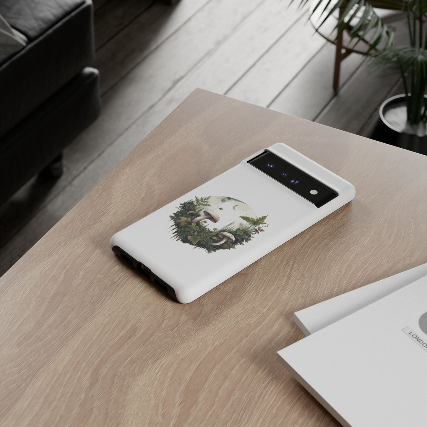 Moonlit Mushroom Tough Phone Case – Minimalist Forest Magic