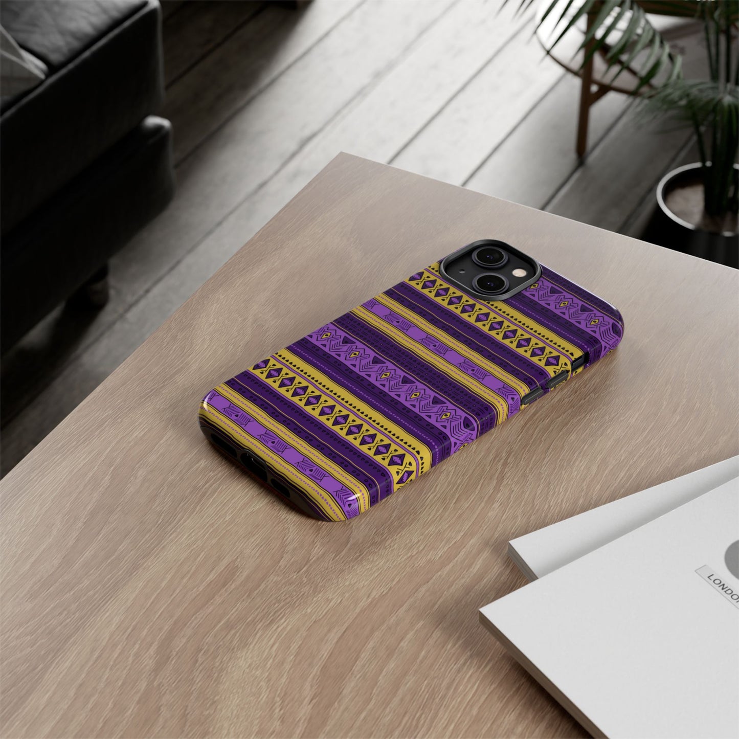 Purple & Yellow Stripes - Tough Phone Case