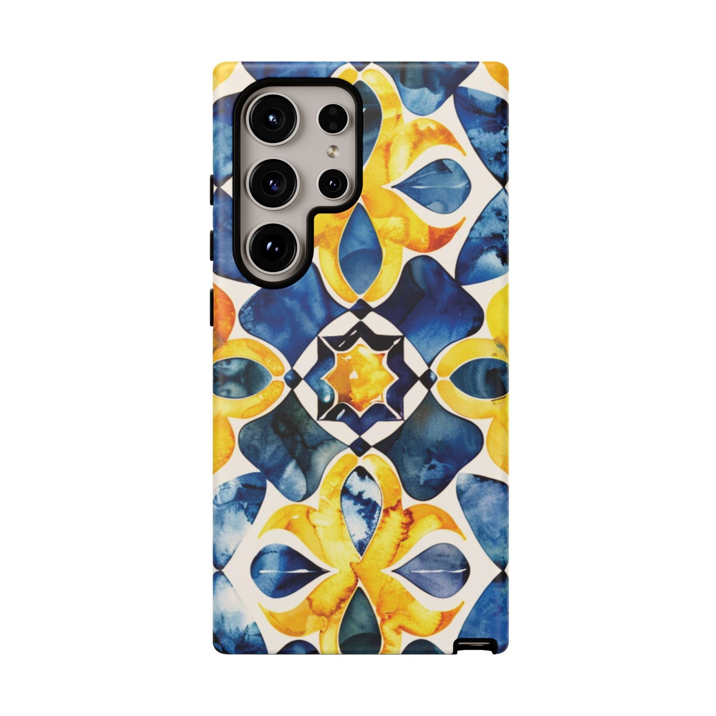 Kaleidoscope Art Phone Case - Bold Blue & Gold Geometric Design | Statement Maker Tough Case