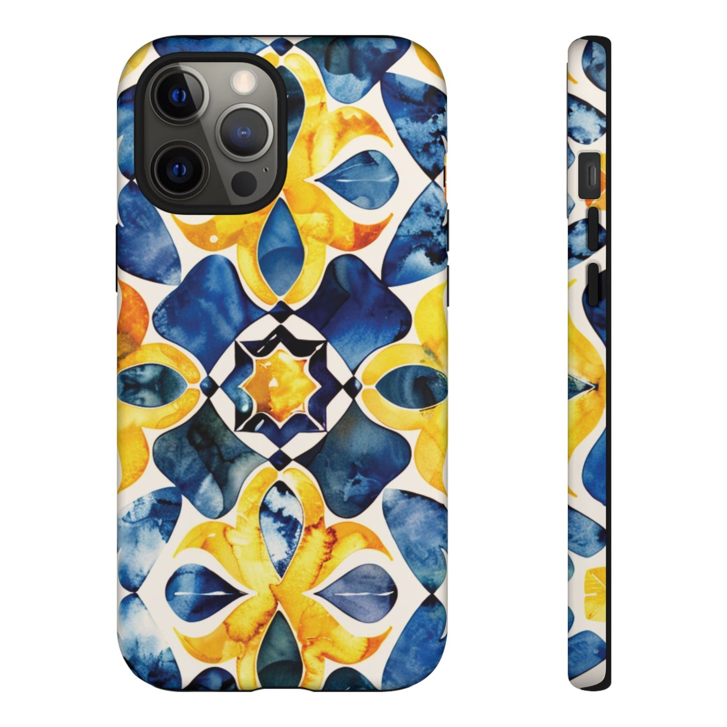 Kaleidoscope Art Phone Case - Bold Blue & Gold Geometric Design | Statement Maker Tough Case