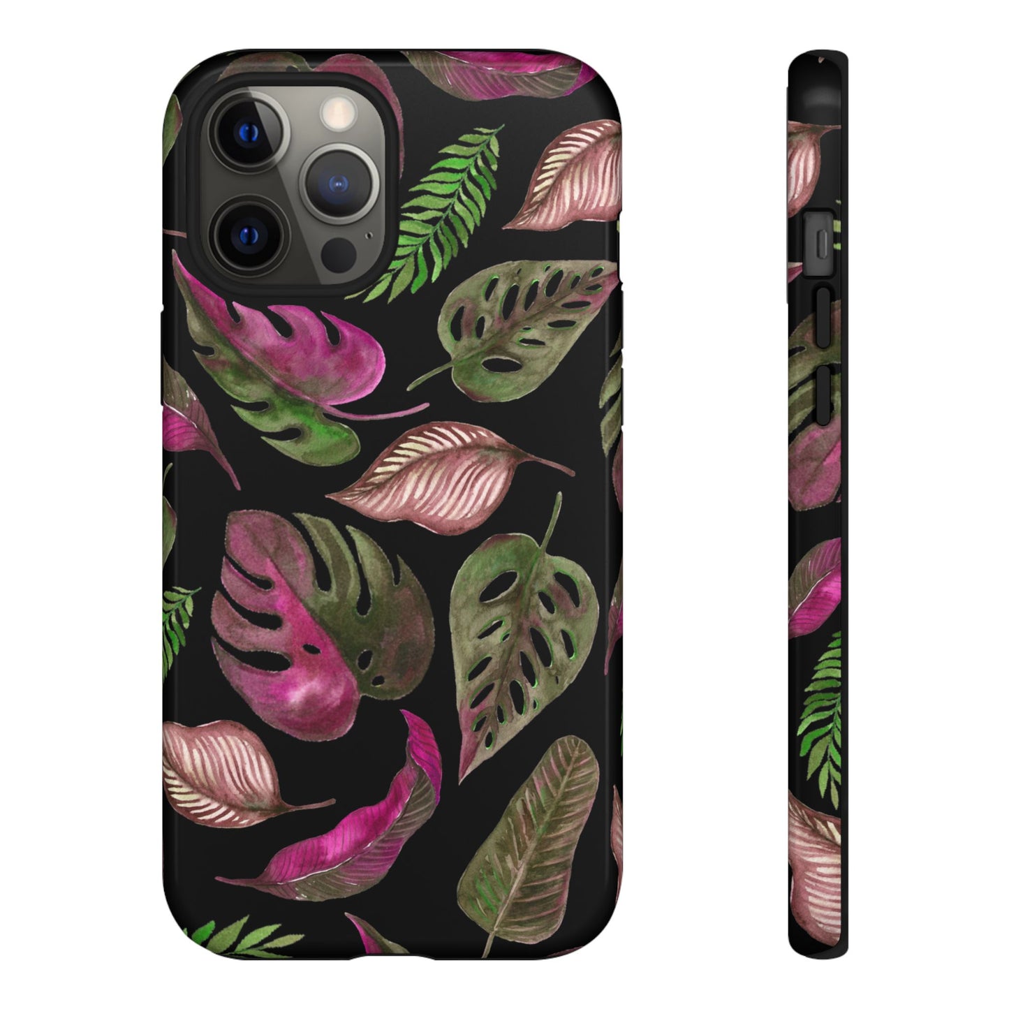 Pink & Black Tropical Leaves - Tough Case