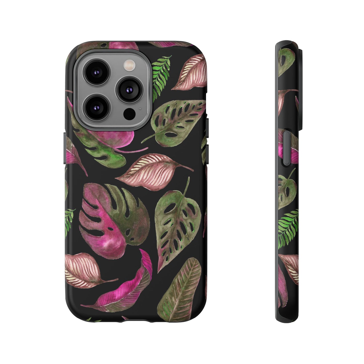 Pink & Black Tropical Leaves - Tough Case