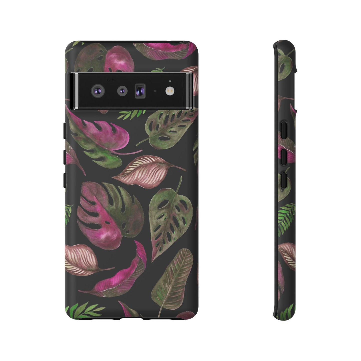 Pink & Black Tropical Leaves - Tough Case