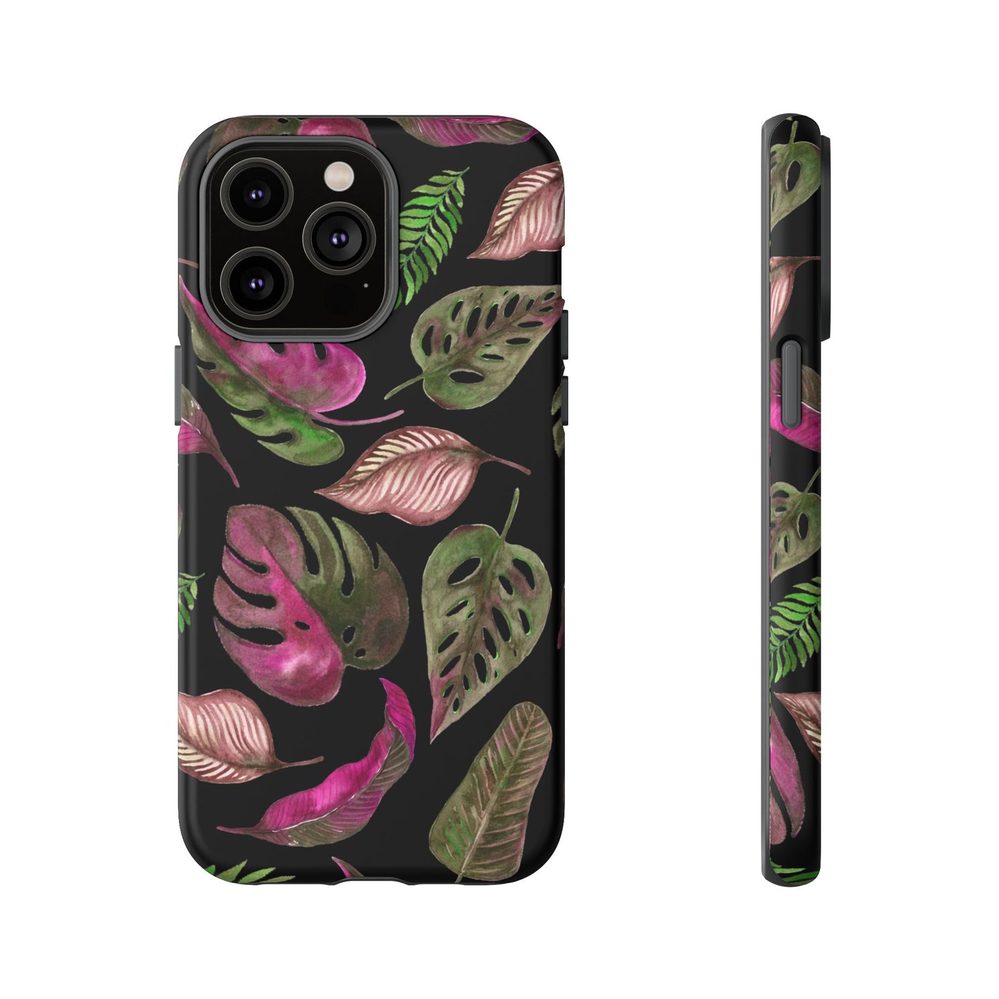 Pink & Black Tropical Leaves - Tough Case