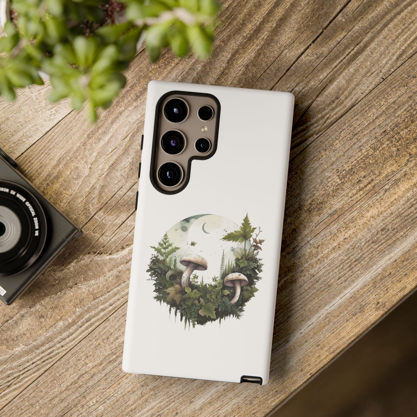 Moonlit Mushroom Tough Phone Case – Minimalist Forest Magic