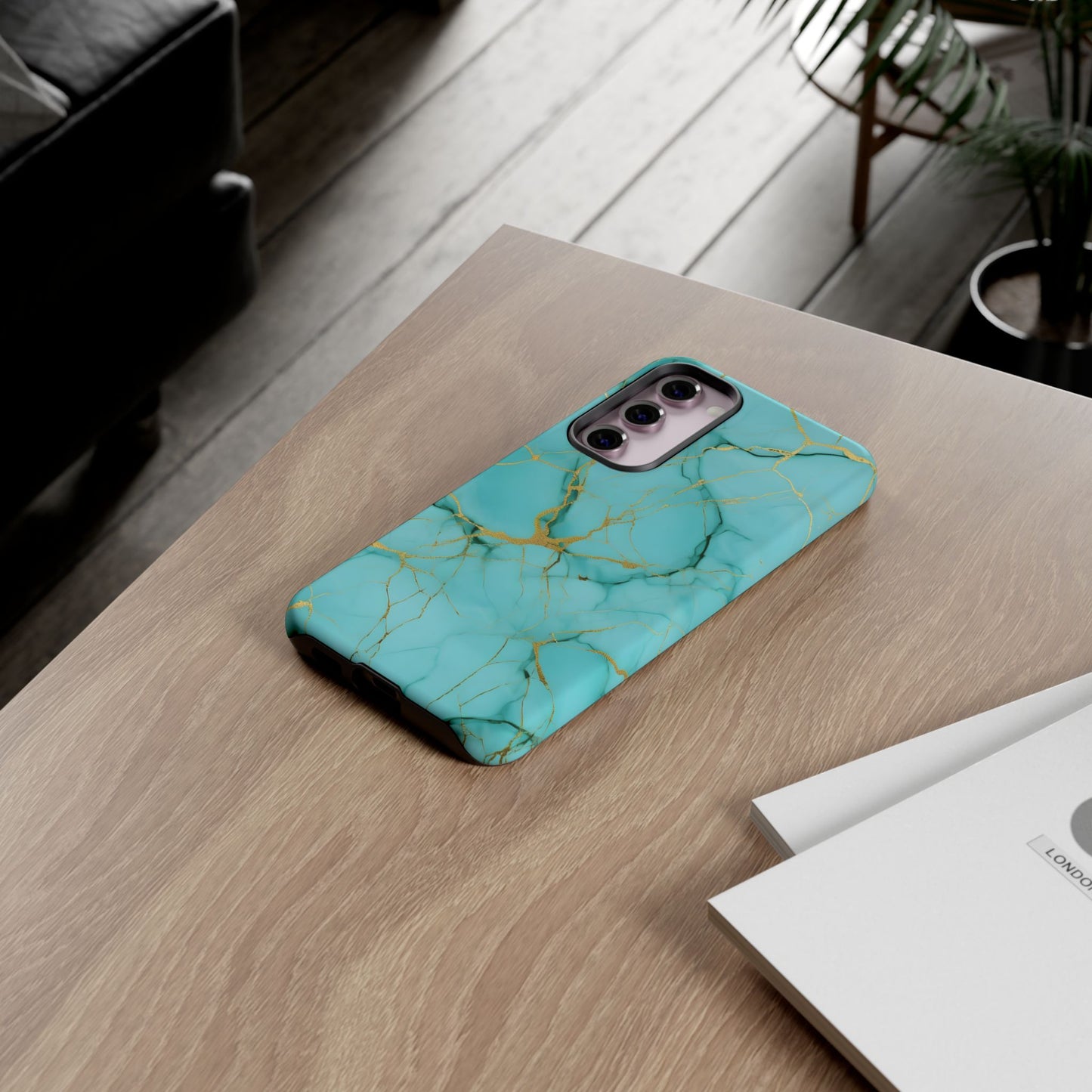 Teal Marble Tough Phone Case