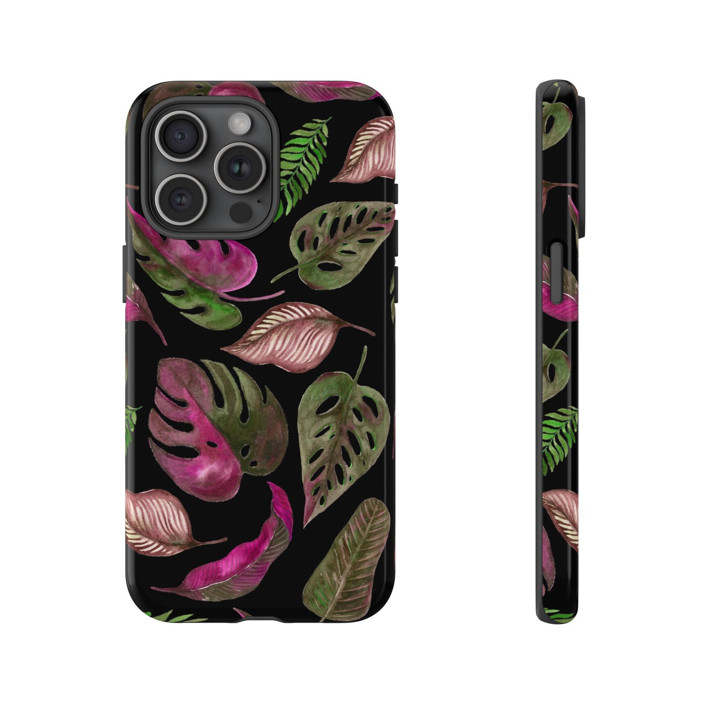 Pink & Black Tropical Leaves - Tough Case
