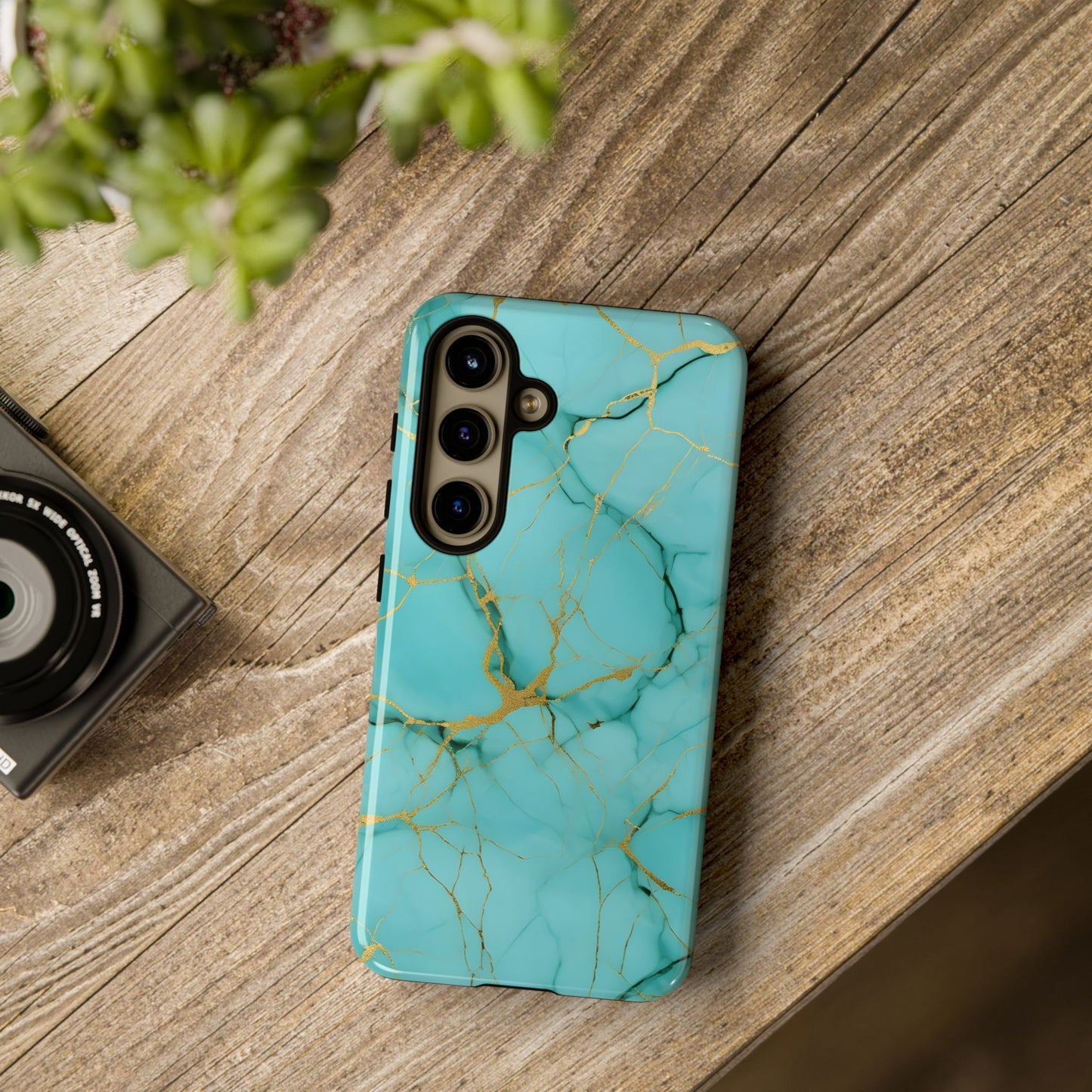 Teal Marble Tough Phone Case