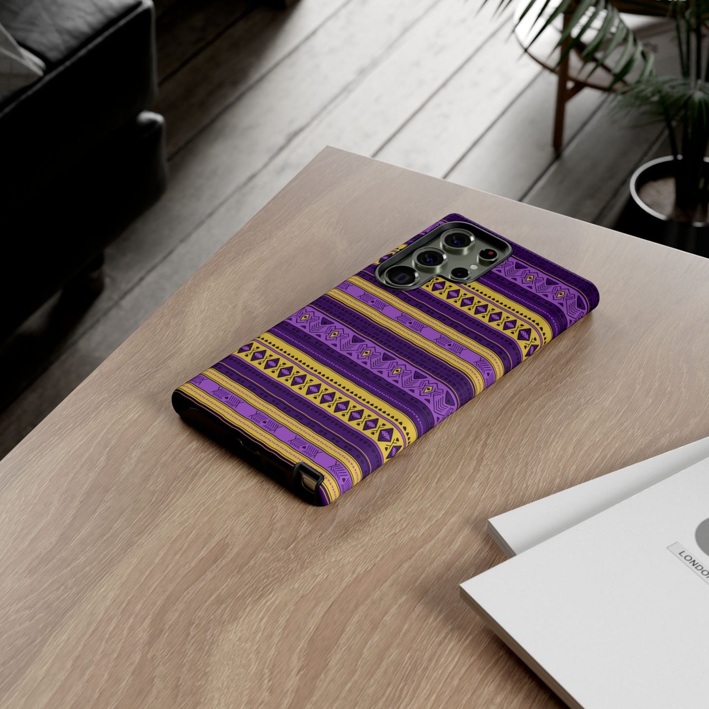Purple & Yellow Stripes - Tough Phone Case