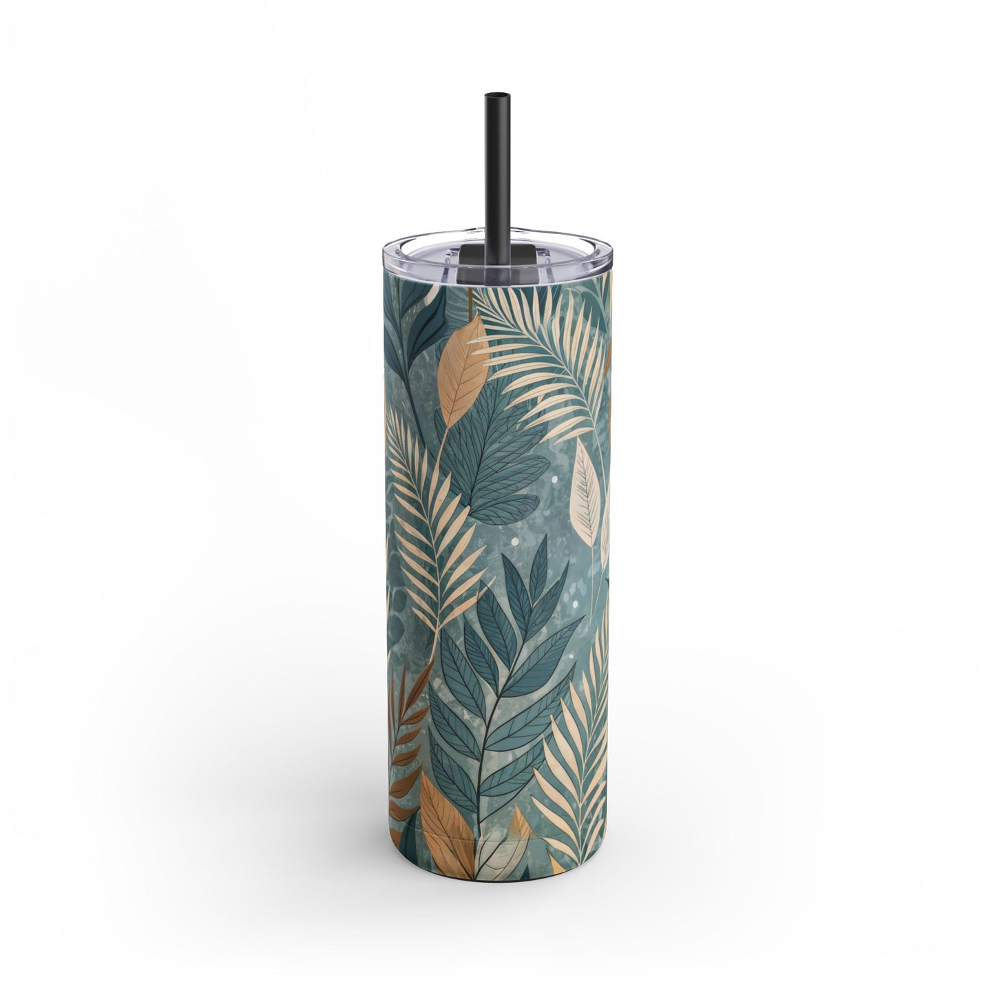 Boho Leaves Matte Skinny Tumbler – 20oz Insulated Drinkware with Plant-Lover Style