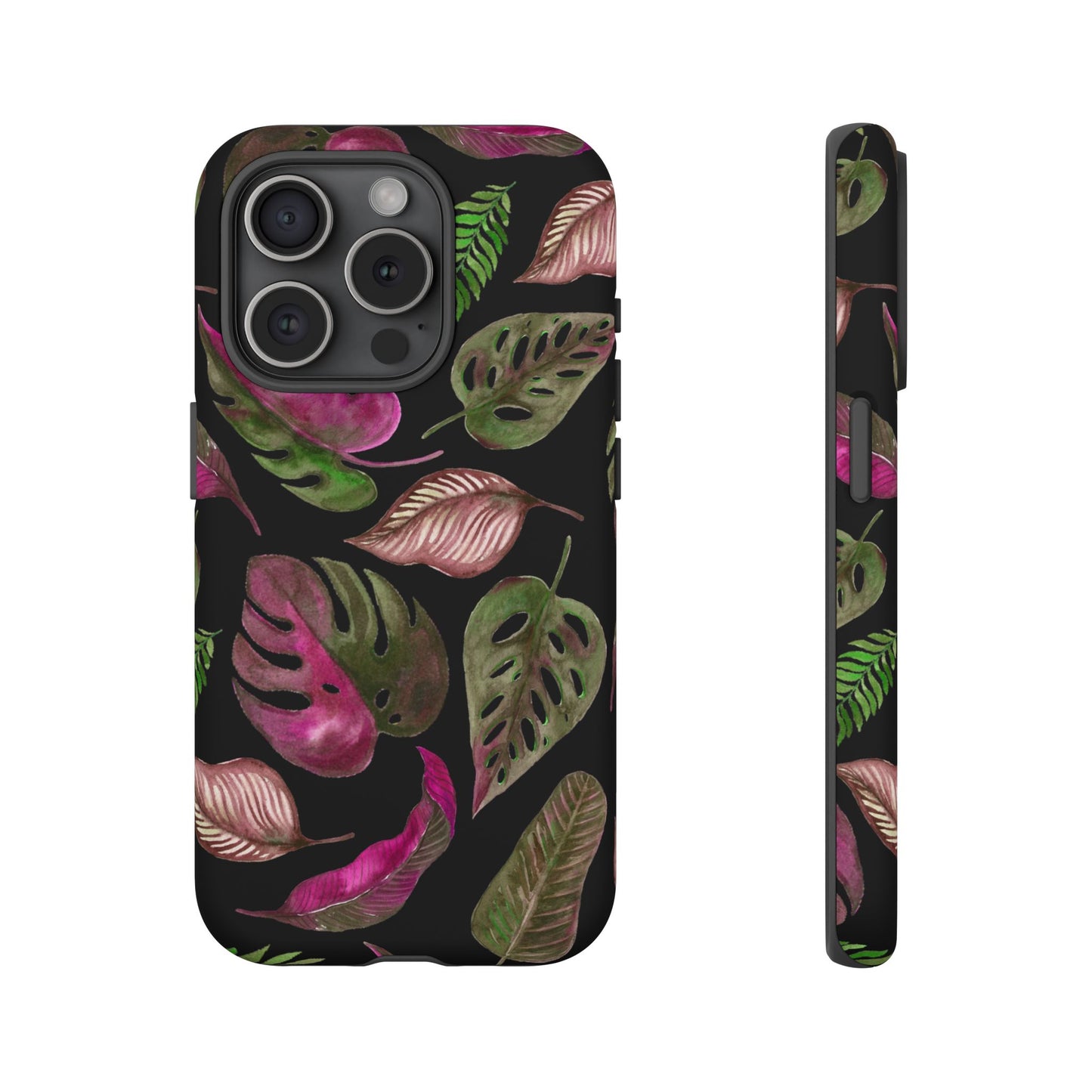 Pink & Black Tropical Leaves - Tough Case