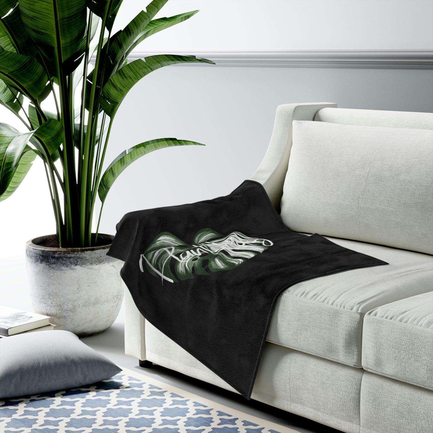 Plant Lady Albo Monstera - Velveteen Plush Blanket
