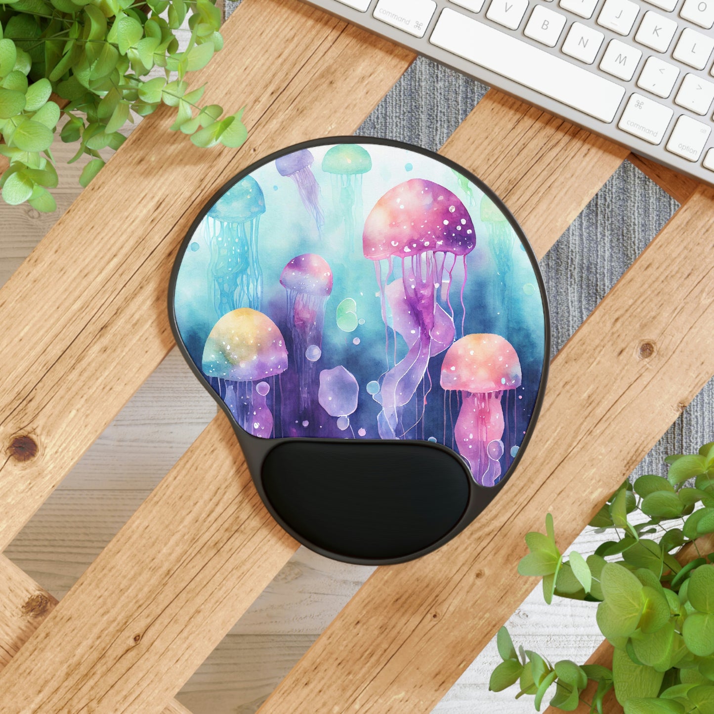 Watercolor Jellies - Mouse Pad With Wrist Rest