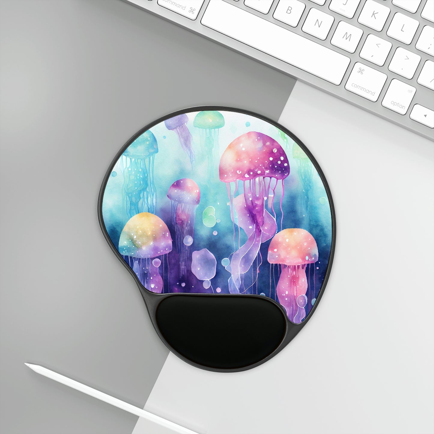 Watercolor Jellies - Mouse Pad With Wrist Rest